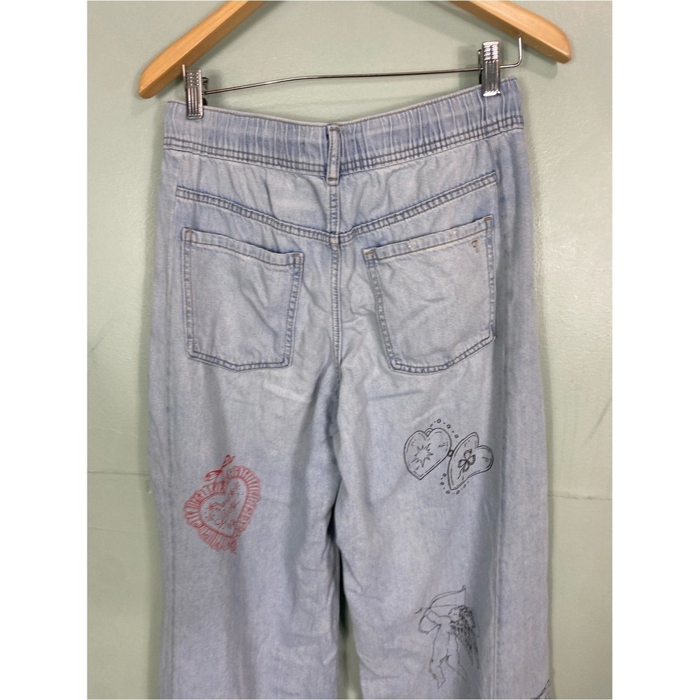 Anthropologie Pilcro Adi Elluna Drawstring Flare Cupid Love Heart Jeans Small - Picture 6 of 7